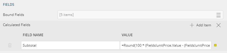 Data Set - Calculated Fields (Subtotal)