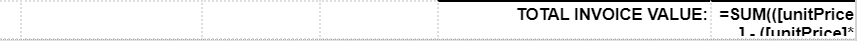 Table Footer Row - Total Invoice Value